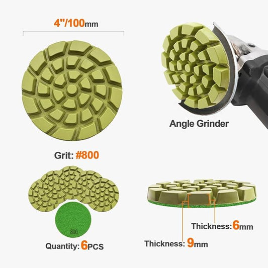Diamond Concrete Polishing Pads - BRSCHNITT 6pcs 4 inch Grit#800 Resin Bond Renew Pads Beton Floor Renew Reparing Disk
