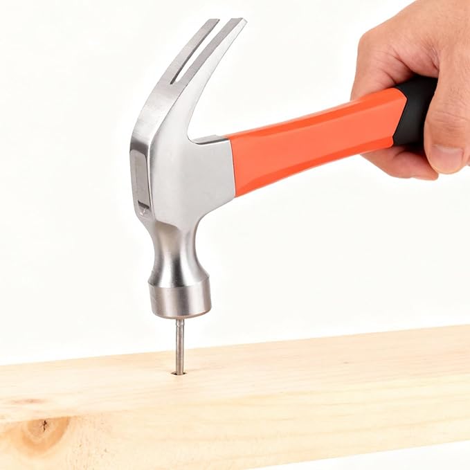 Framing Hammer Claw Camping Hammer Hammers with Smooth Face Long Handle Straight Claw Hammer 11oz for DIY Craft Industry Home Outdoor