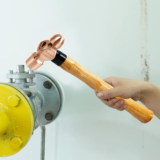 WEDO 2PCS Copper Ball Peen Hammer Set, 8 oz + 12 oz(1/2lb+3/4lb), Ball Pein Hammer with Wooden Handle, Die-Forge, Corrosion Resistant, DIN Standard
