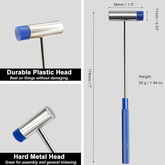 Lightweight Small Hammer for Toy Building Projects, Plastic Head and Metal Head, Small Size Craft Hammer for for Ladies and Children, Jewelry, Watch, Tuning, Woodworking, DIY, Leather