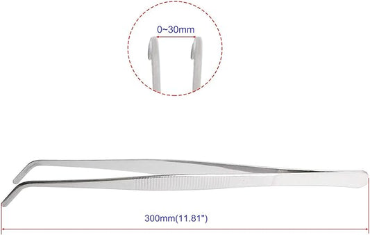 Aoje-Link Stainless Steel Tweezers with Curved Serrated Tip Sewing Machine Electronic Repair Tweezers Pliers Multi-Purpose Tweezers Tool Pliers Silver 2pcs
