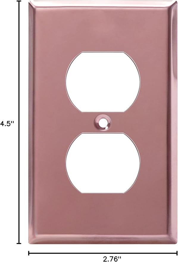 ENERLITES Duplex Receptacle Metal Wall Plate, Stainless Steel Outlet Cover, Corrosion Resistant, Standard Size 1-Gang 4.50" x 2.76", Stainless Steel 201, 7721-PRG, Polished Rose Gold