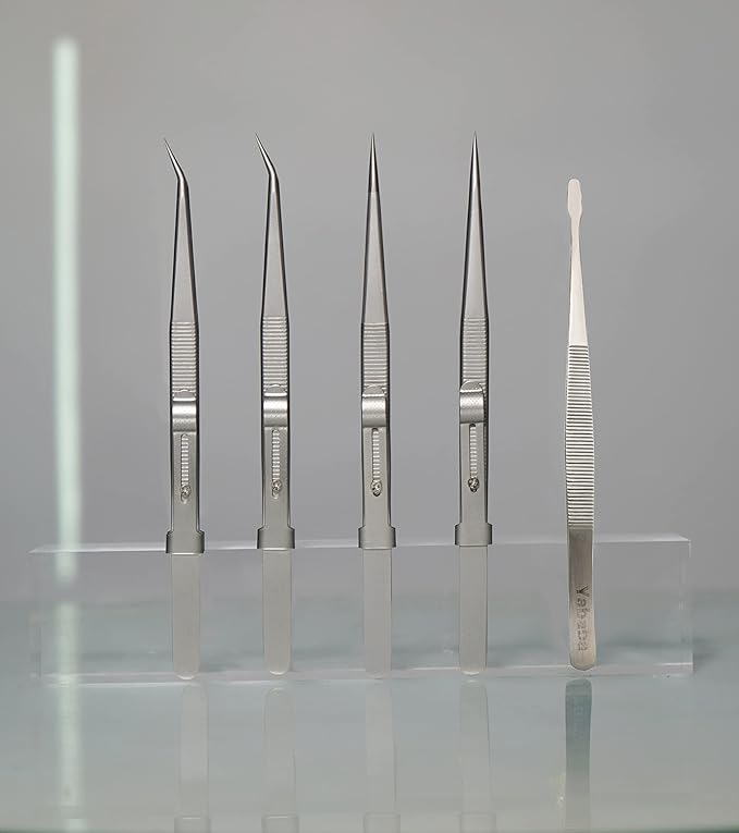 Tweezers, 5Pcs Precision Tweezers Set - Anti - Static Stainless Steel Tweezers for Electronics, Jewelry Making, Medical and Laboratory Work, Craft, Model Building, Soldering, Watch, Car Repair, Etc
