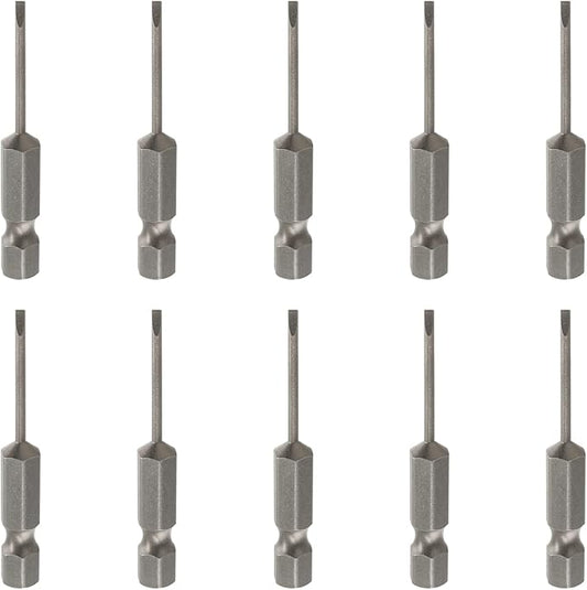 10 Pcs SL1.6 Magnetic Slotted Screwdriver Bits S2 Steel Flat Head Screwdriver Bits with 1/4 Inch Hex Shank, 2 Inch Length