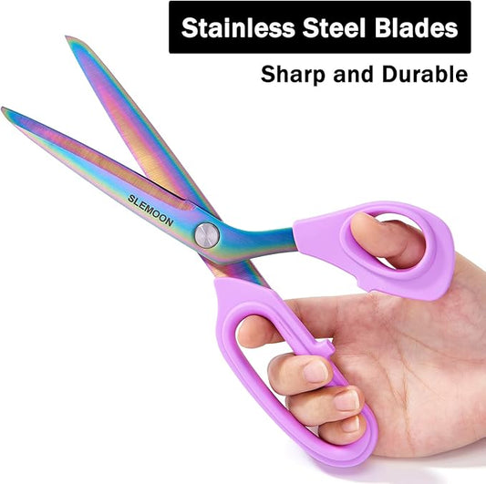 10-Inch Scissors All Purpose - Sharp and Colorful Blades,Fabric, Leather, Craft Scissors with Soft Comfort Grip, Light Purple,Gift Idea for Sewing, Crafting, Office, Home