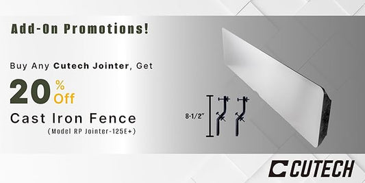 Cutech RP Jointer-125E+ 24" x 6" Cast Iron Fence with 8쩍" Fence Enhancement Brackets (Fits All Cutech Jointers Only)