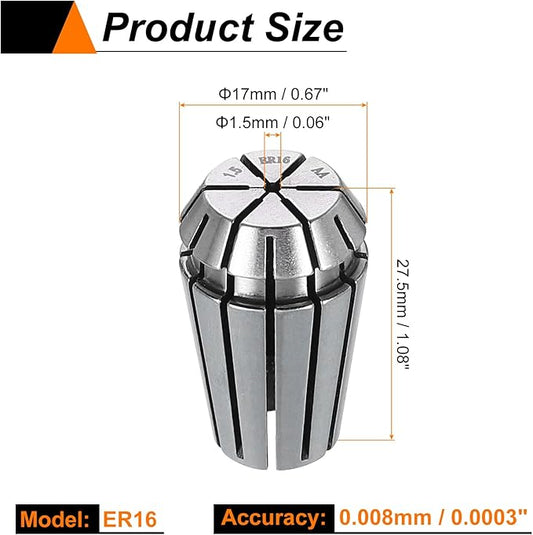 HARFINGTON Spring Collet Chuck ER16 1.5mm 65Mn Spring Steel Precision Router Collets for CNC Engraving Milling Lathe Tool