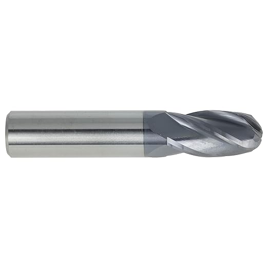 CME 2 pcs Micrograin Carbide End Mills, Ball Nose, TiAlN Coated, 3/4" Mill Diameter, 1 1/2" Length of Cut, 4" Overall Length, 4 Flute, Center Cutting