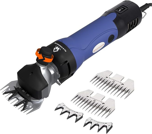 Sheep Shears Heavy Duty with 6 Adjustable Speeds - Professional Electric Clippers Farm Livestock - Shearing Machine Hair Cutting Kit for Grooming (Extra Blade)