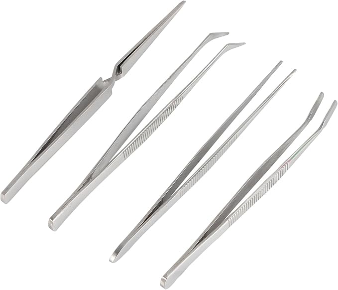 FEITA Precision Craft Tweezers Stainless Steel Tweezer Set for Jewelry, Crafting, Bead & Nail Art Tools – 4 Piece Twizzers