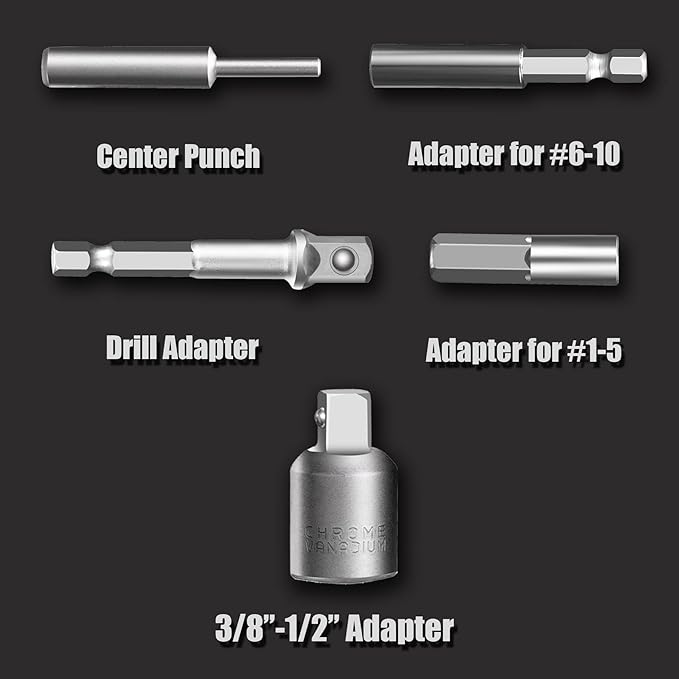 REXBETI 41-Piece Bolt Extractor Screw Extractor Set and Stripped Screw Remover, Case with 16-Piece Bolt Extractor, 10-Piece HSS Drill Bit, 10-Piece Spiral Screw Extractor and 4 Piece Adapter
