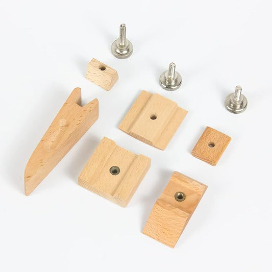 3Pcs Wooden Sandpaper Block Set, Square Bevel Wedge Hand Sanding Block, Handmade Leather Edge Grinding Polishing Tool for DIY Leather Craft Accessories