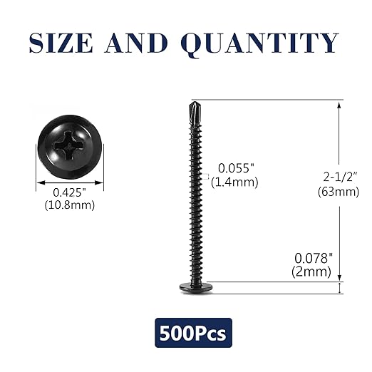 #8 x 2-1/2" Sheet Metal Screws 500PCS 410 Stainless Steel Truss Head Fast Self Tapping Screws Black Oxide by SG TZH