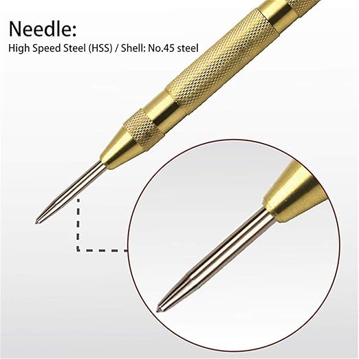 4 Pack Automatic Center Punch, Pamiso 5.1 Inch Spring Loaded Drill Punch Tool,Brass Window Spring Punch Tool, Fixed Point & Car Window Glasses Break
