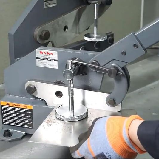 KAKA INDUSTRIAL Sheet Metal Cutter - 10 inch Manual Plate Shear HS-10 | 0.51 inch Round Steel Capacity | Bench-Mount Throatless Design