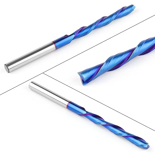 Spiral Router Bits with Downcut 4 inch Extra Long1/4 inch Cutting Diameter 2 inch Cutting Length, Solid Carbide CNC Router Bit Carving Tool