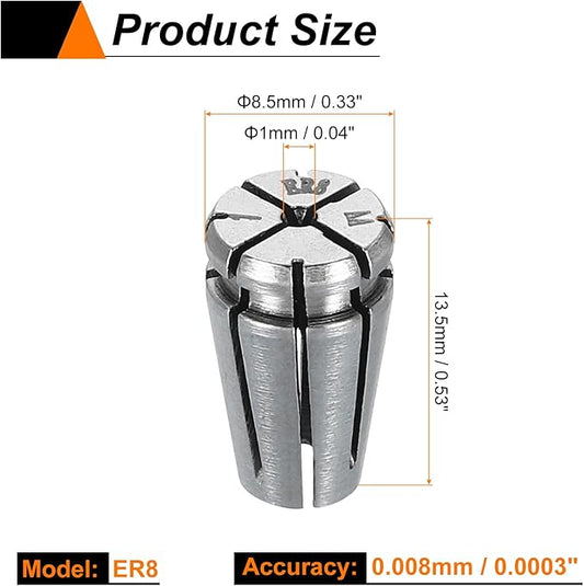HARFINGTON Spring Collet Chuck ER8 1mm 65Mn Spring Steel Precision Router Collets for CNC Engraving Milling Lathe Tool