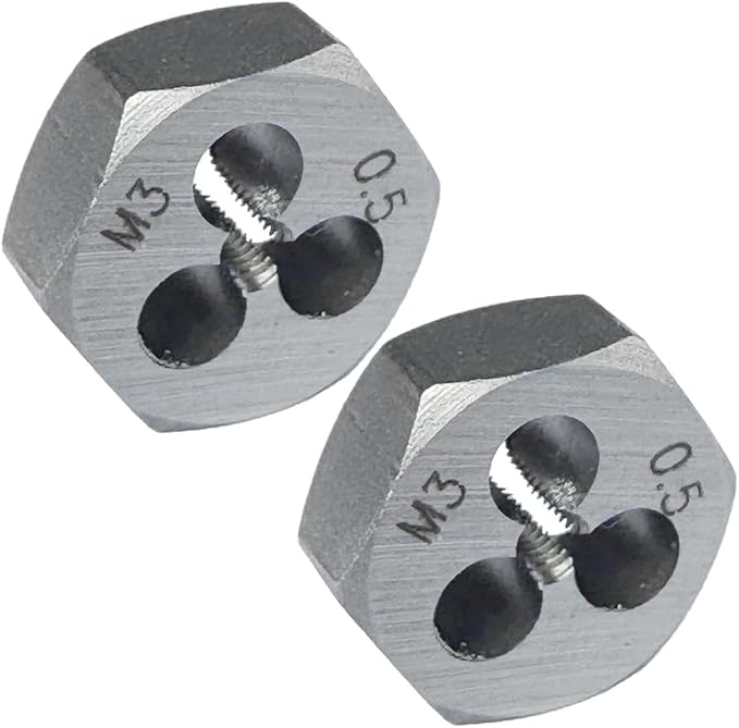 M3 x 0.5 Hex Die 2 Pcs Right Hand Thread Repair Tool Alloy Steel Hexagonal Die for External Thread Cutting and Screw Thread Restoring in Metalworking and Machinery
