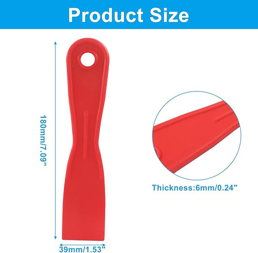 1.5 Inch Plastic Putty Knife Scraper, 5Pcs Flexible Spackle Knife for Spackling, Air Bubble Remover, Sticker Installation, Used for Repairing Walls, Pasting Plaster, Scraping Putty (Red)