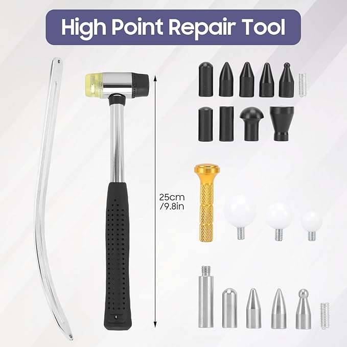 Car Dent Removal Tool Kit,Curved Stainless Steel Dent Puller with M8 Thread, Fenders Repair Lifter & Hook Rods for Cars, Motorcycles, Refrigerators(Auto Body Repair)