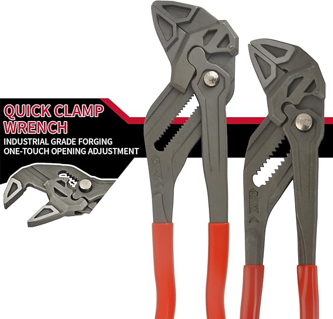 DSCTOOLS Multi-Use Adjustable Plier Wrench, Push Button Quick Adjust Tongue-and-Groove Pliers,Slip Joint Pliers, Plumbing Pliers (7/10/12Inch) (7"/175MM)