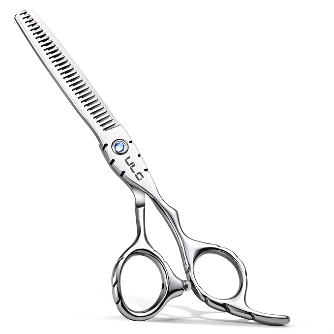 ULG Hair Thinning Scissors 6.7??Shark Series 100% Japanese Stainless Steel, Offset Handle, 30-Tooth Seamless Thinner 15% Hair Removal, Professional Barber Layering Shears for Salon & Home Hair Styling