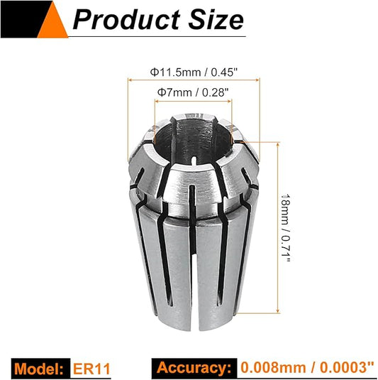HARFINGTON Spring Collet Chuck ER11 7mm 65Mn Spring Steel Precision Router Collets for CNC Engraving Milling Lathe Tool