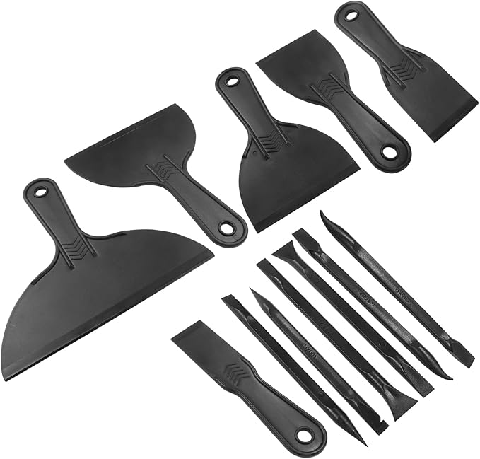 Murtenze 12PCS Plastic Putty Knife Set, Multipurpose Spackle Knife, Scrapers, 3D Printing, Wallpaper, Drywall, Polypropylene Handle