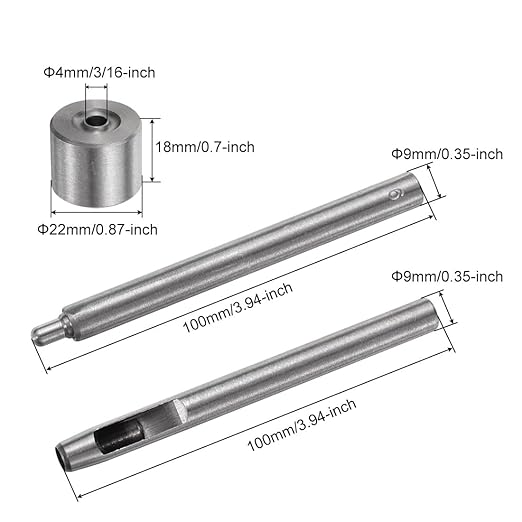 uxcell Eyelet Hole Punch Die Tool, 6mm Grommet Setter Hollow Punch for Leather Craft Clothing Handbag Fabric Curtain Setter