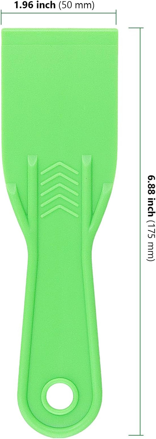 HAKZEON 50 PCS Plastic Putty Knife, 2 Inch Green Drywall Scraper, Flexible Spreader Spackle Tool for Spackling Patching