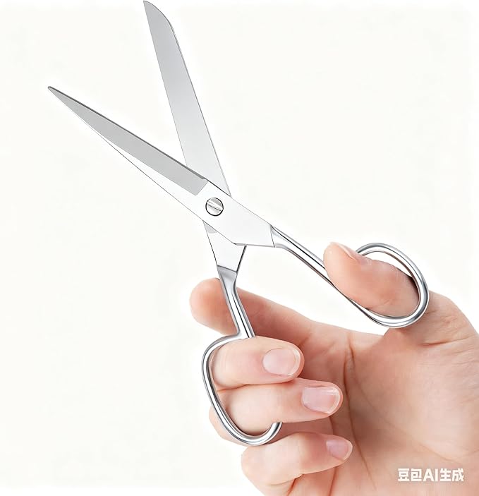 Silver Scissors for Office Multipurpose Stylish: 7 inch - Comfort Grip - Stainless Steel - Scissors with Home - School - for Cutting Paper - Open Envelopes - Cut Tape (Scissors for Office)
