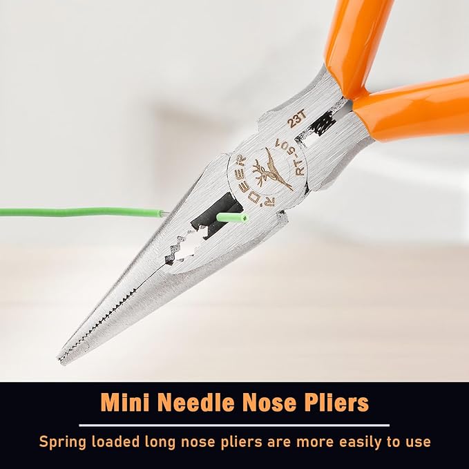 Rongon Small Needle Nose Pliers 5 Inch Precision Long Nose Plier Jewelry Pliers Tools Craftsman Tool Kit for Bending Wire, Handcraft, PCB Board, Working in Tight Areas