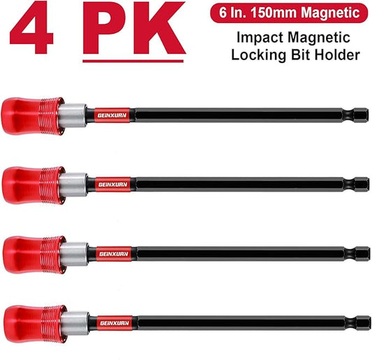 4PC 6” Impact Screwdriver Bit Holders, Magnetic Extension Quick-Change Socket Drill Bit Holder Cr-V SteelHex Shank Quick Release Drill Bit Guide