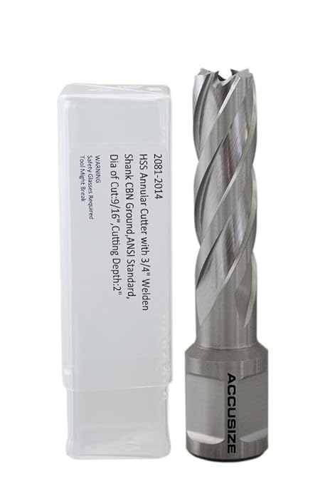 Accusize Industrial Tools 9/16'' by 2'' Cutting Depth H.S.S. Annular Cutterwith 1 Pc Pilot Pin, 2081-2014Pin