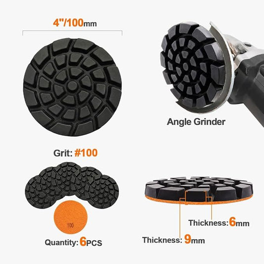 Diamond Concrete Polishing Pads - BRSCHNITT 6pcs 4 inch Grit#100 Resin Bond Renew Pads Beton Floor Renew Reparing Disk