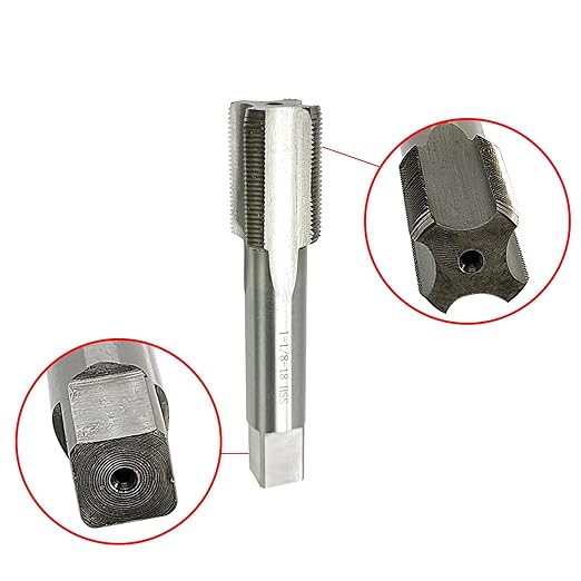 Lzcdelyxiao 1-1/8"-18 Tap, UNFF Right Hand Straight Flute Thread Tap, Machine Tap, Nominal Diameter 1-1/8", Thread Per Inch 18 Fin Thread, Tolerance Grade 2B, High Speed Steel HSS