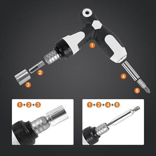 Magnetic Precision Screwdriver Set 41 in 1, Alloy Tool Steel, Multi Bit Magnetic Drive Kit with Detachable Ratchet Handle, Portable Compact Sturdy Tool Case for Furniture Electronics Bicycle