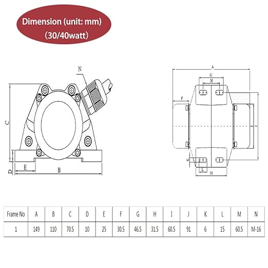 ATO AC 30W 3600rpm Concrete Vibrator Motor Adjustable Amplitude Low Noise Concrete Vibration Motor Aluminum Alloy Vibrating Vibrators for Shaker Table 1 Phase 110V