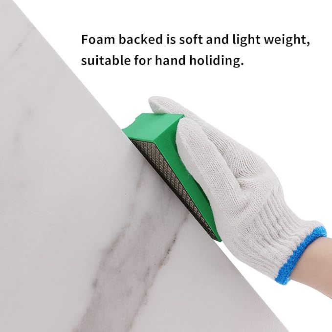 Diamond Sanding Blocks Hand Pads Foam Backing for Tile Stone Marble Concrete Ceramics Granite Glass Wet Dry (4 PCS)