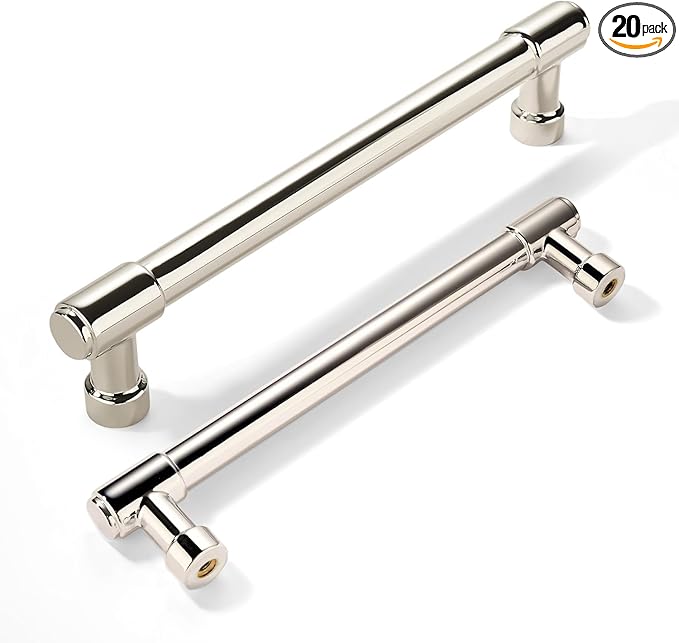 khtumeware Polished Nickel Cabinet Pulls - Center to Center 3-3/4" (96MM) - Pack of 20 - Kitchen Handles for Cabinets Cupboard Handles Drawer Pulls.