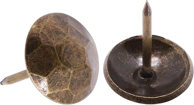 YuGtcen 100pcs Upholstery Tacks, Decorative Nails Thumb Tacks Metal Upholstery Nails for Wood Upholstery Pins Vintage Furniture Tacks (15x20mm, Bronze)