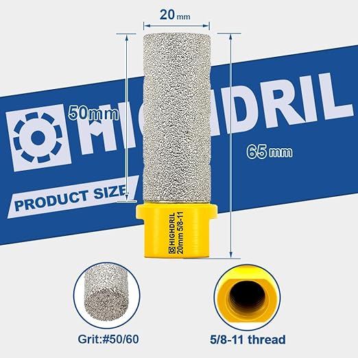 Diamond Milling Bit for Enlarging and Shaping Hole,HIGHDRIL 2pcs Diameter 20MM (4/5") Dry Drilling Core Bit for Porcelain,Hard Ceramic,Granite and Marble