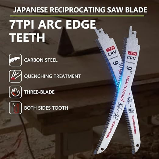 9” Arc Edge Reciprocating Saw Blade, 7TPI Japanese Teeth with Curved Edge Wood Pruning Saw Blades for Tree Trimming, Wood Cutting (3 Pack)