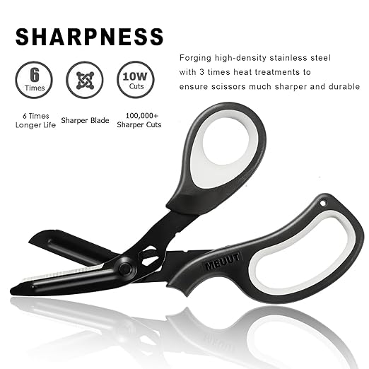 MEUUT 8 inches All Purpose Scissors Multipurpose Heavy Duty Shears, Forged Stainless Steel Utility Scissors Industrial Shears Kitchen Scissors for Household, outdoors, EMT