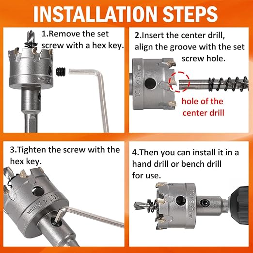 Vivicreate 6 pcs Carbide Tile Glass Metal Hole Saw saws kit Granite Drill bit Set for Stainless Steel Iron Aluminum Copper Wood Broca de carburo Sierra de agujero Broca para vidrio Broca para granito