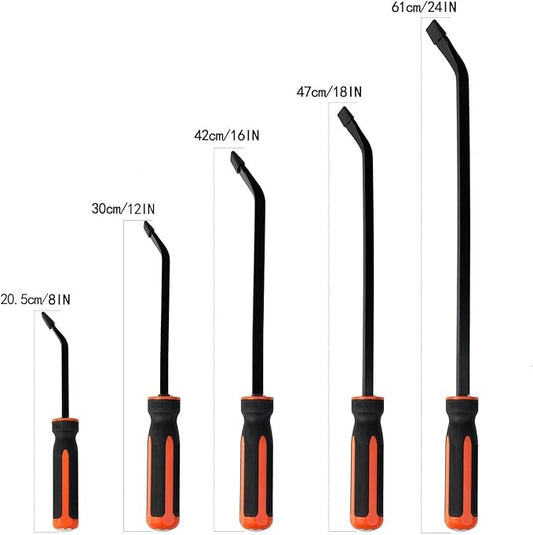 HARDK Pry Bar Tool - Heavy Duty Pry Bar Set of 5 - Pry Bars with Thicker Strike Caps - Mechanic Hand Tools for Automotive, Demolition, Nail Puller, Crowbar