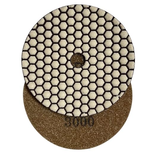 5" High Performance Dry Stone/Concrete Polishing Pads, 1.5mm Segment Height, Honeycomb Style, 3000 Grit