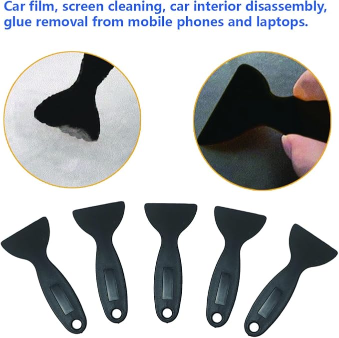 12pcs Thickened Scraper Tool Multiple Purposes Plastic Scraper Putty Knife removal shovel Tool Set ((Black & White)