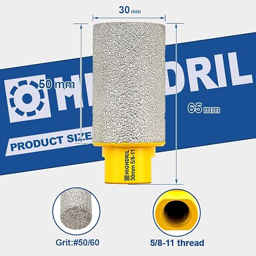 Diamond Milling Bit for Enlarging and Shaping Hole,HIGHDRIL 2pcs Diameter 30mm (1-1/7") Dry Drilling Core Bit for Porcelain,Hard Ceramic,Granite and Marble