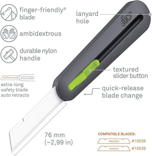 Slice 10560-CS 3" Extra Long Insulation Foam Tool, Designed for Foam Cutting, Finger Friendly, Ceramic Blade, Automatically Retracts, 6 Pack (10560-6)
